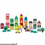 FAO Schwarz 50 Piece International Architecture Building Blocks Set for Kids with Houses Shops Roofs Trees and Cars; Build Cities Towns and More; Multicolor Block Pieces for Children Ages 3+  B07BXZTK2W